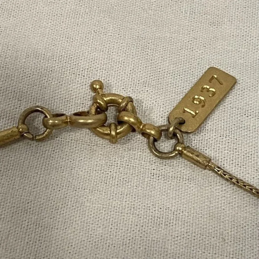Madewell 1937 Gold Tone Long Necklace with Rhinestone Large Gold Tone Beads - Picture 4 of 7